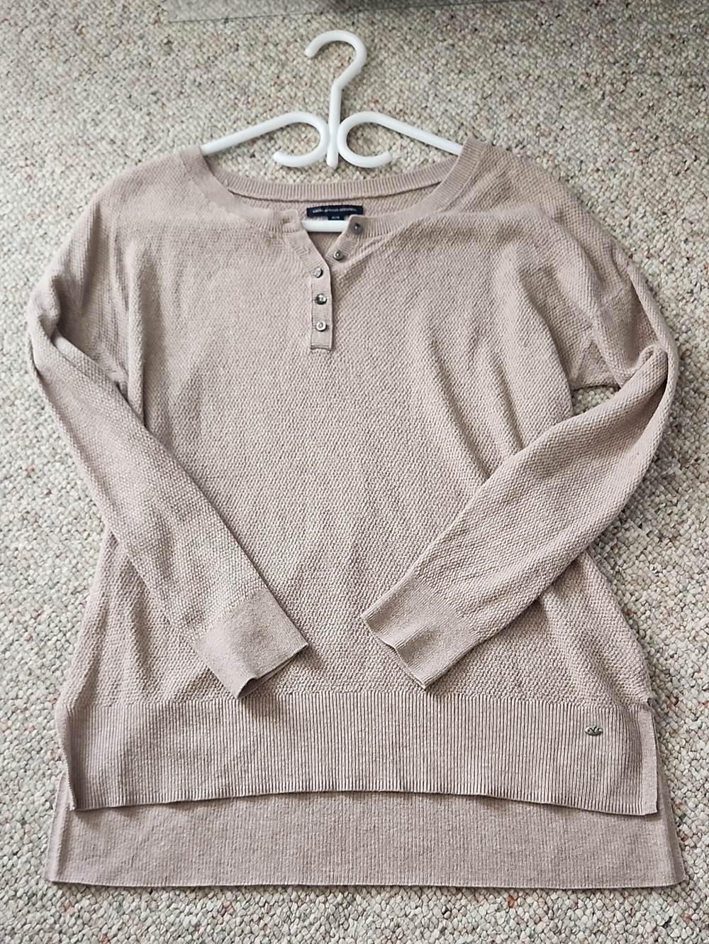 American Eagle Outfitters Taupe Henley Knit Pullover